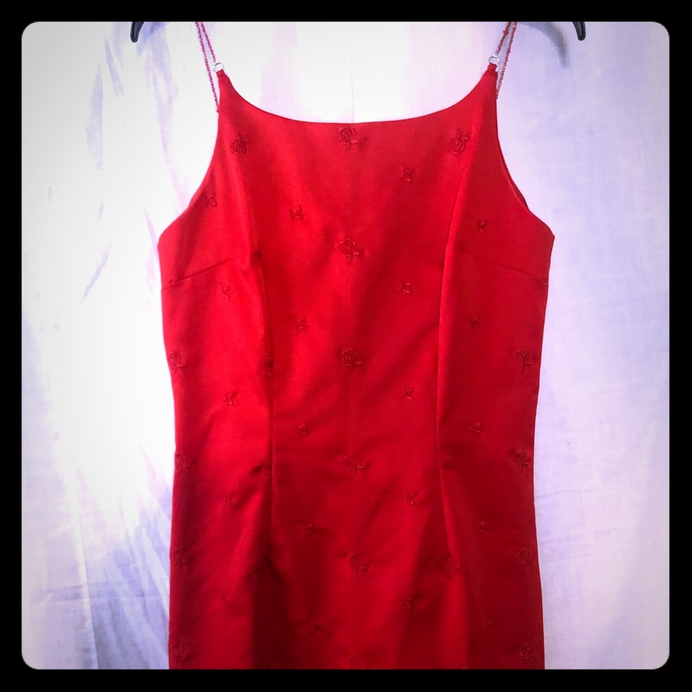 Red Dress with Beaded Straps